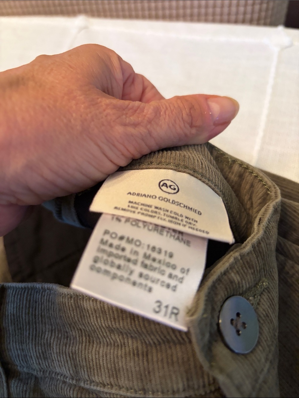 Ag Adriano Goldschmied Olive Corduroy Trousers - Picture 3 of 5